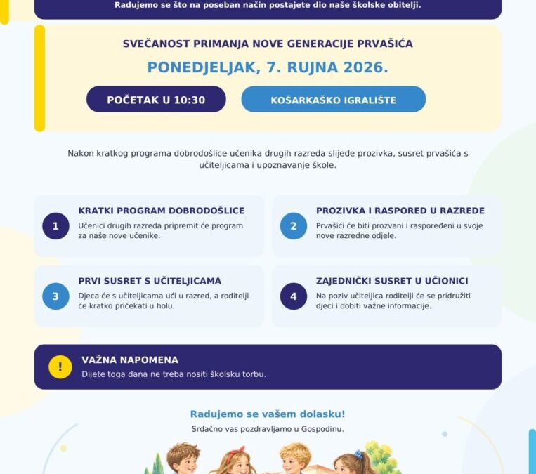 Svečanost primanja nove generacije prvašića